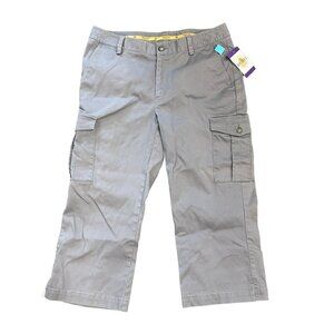 Three Forks Ranch Womens 10 Grey Cargo Capri Pants Mid Rise Belted Outerwear